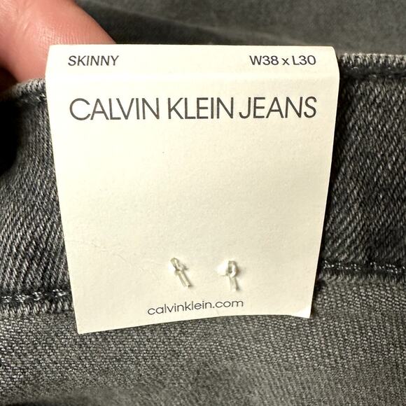 Calvin Klein Jeans Skinny Leg NWT Light Black Men Size 38x30 Classic Comfy Jeans - Picture 8 of 15